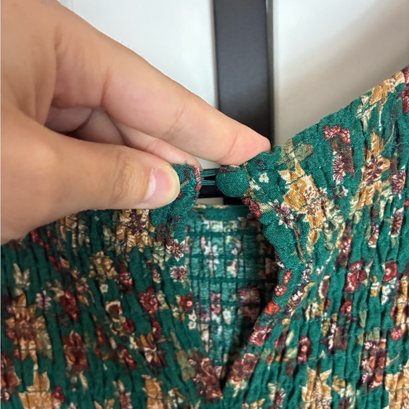 Torrid Green Floral Babydoll Smocked Top Ruffle Accent - Picture 13 of 14
